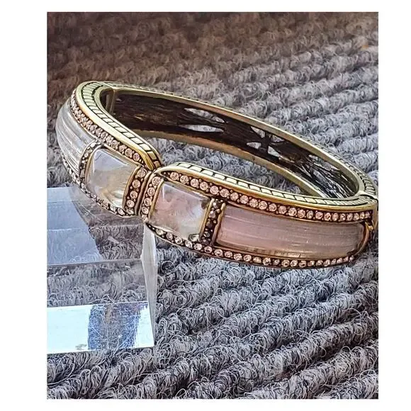 Heidi Daus White Crystal Deco Bangle Bracelet 7in M $250 - Picture 2 of 10